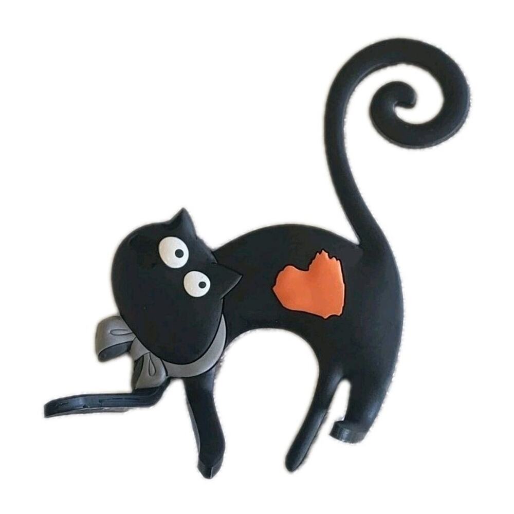 Funky Gatto Italy Black Cat Hook refrigerator magnet Bendable Gift Fun Whimsical